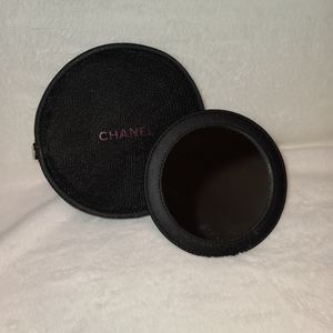 Chanel Round Shape Makeup Mesh Pouch & Mirror, brand new, black